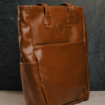 brown handmade leather tote bag backpack