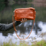 handcrafted brown crossbody leather bag