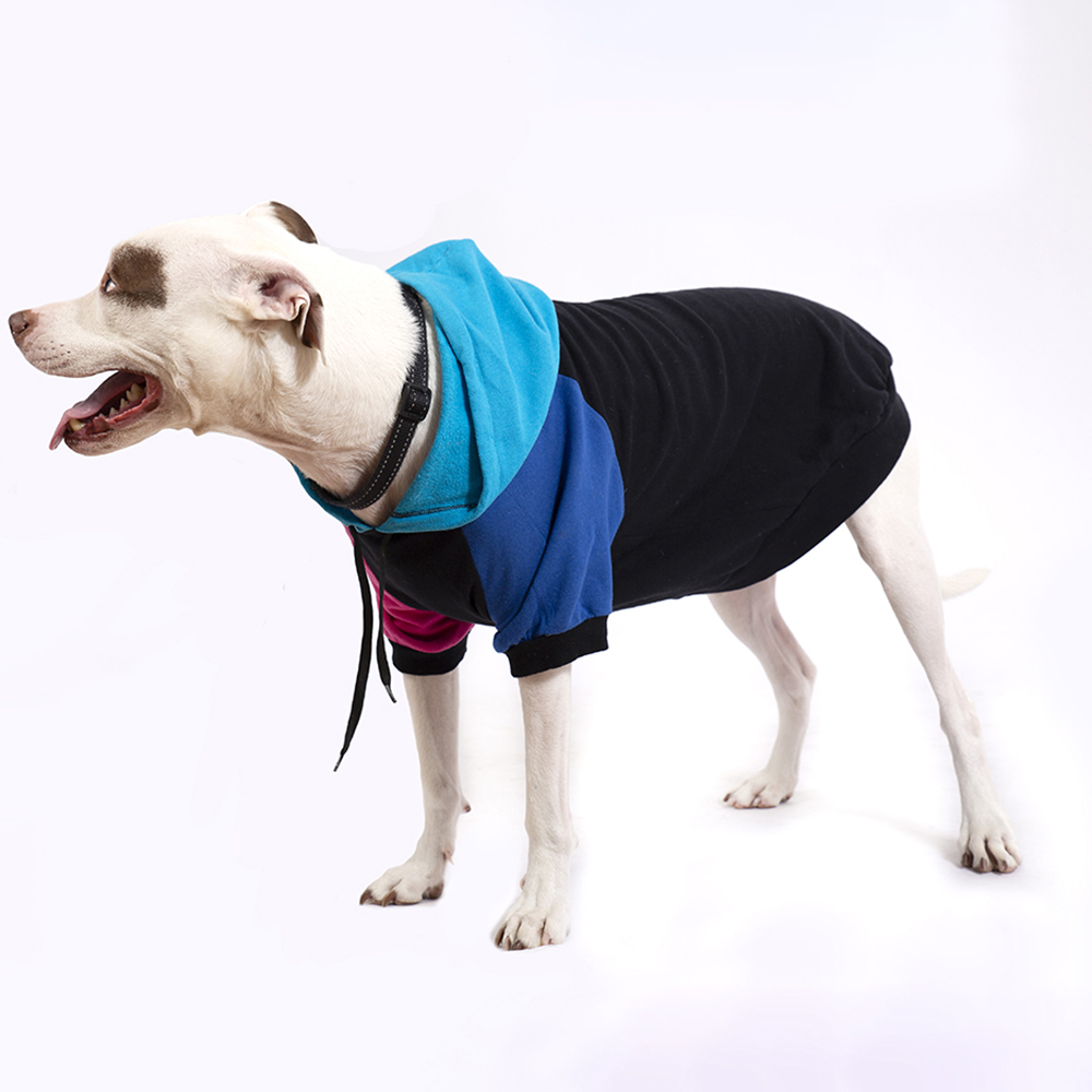black pink blue fleece dog jacket