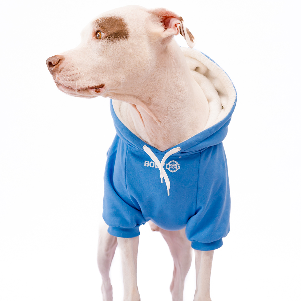 denim blue fleece dog jacket