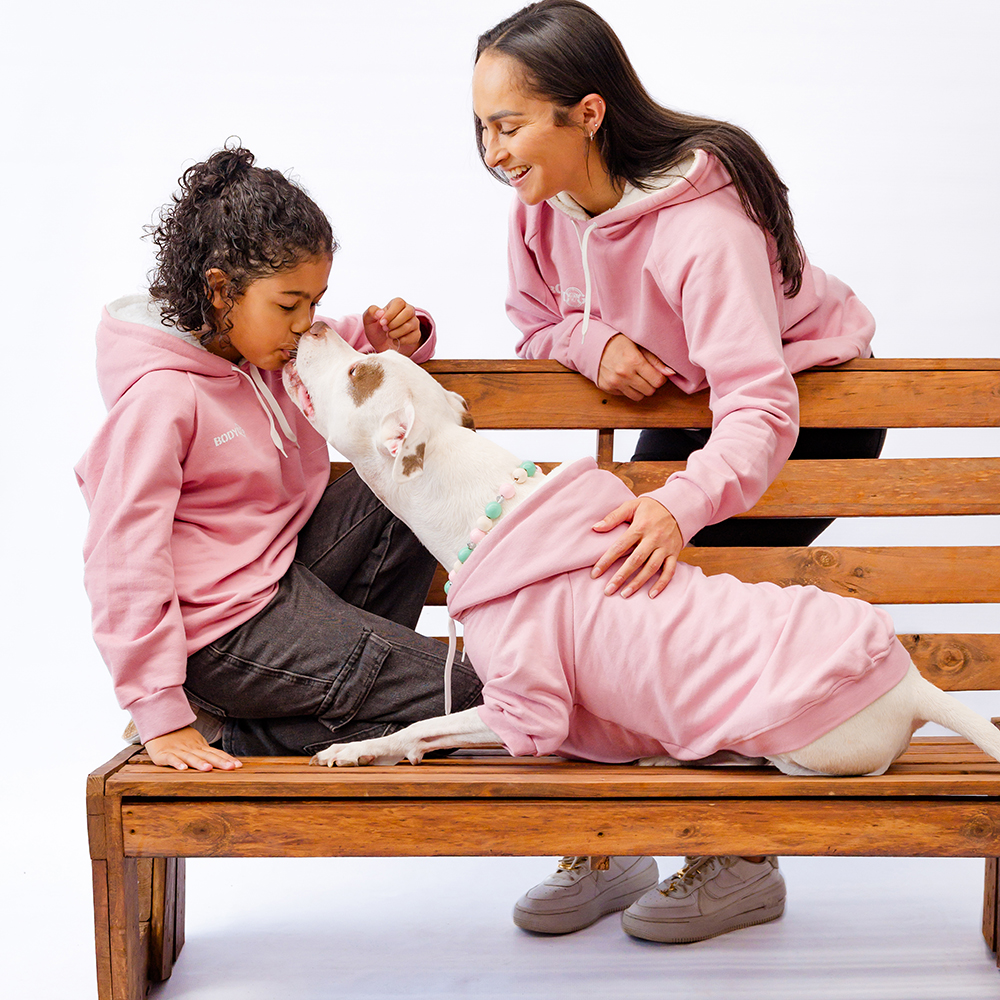 matching pink fleece hoodie