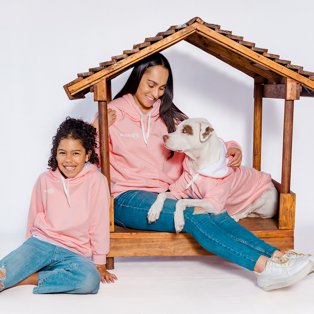 matching peach dog children adult and dog hoodie