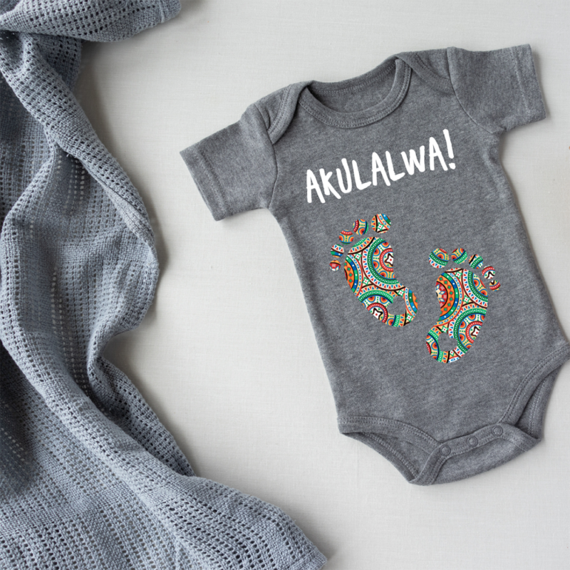 African themed printed baby grow