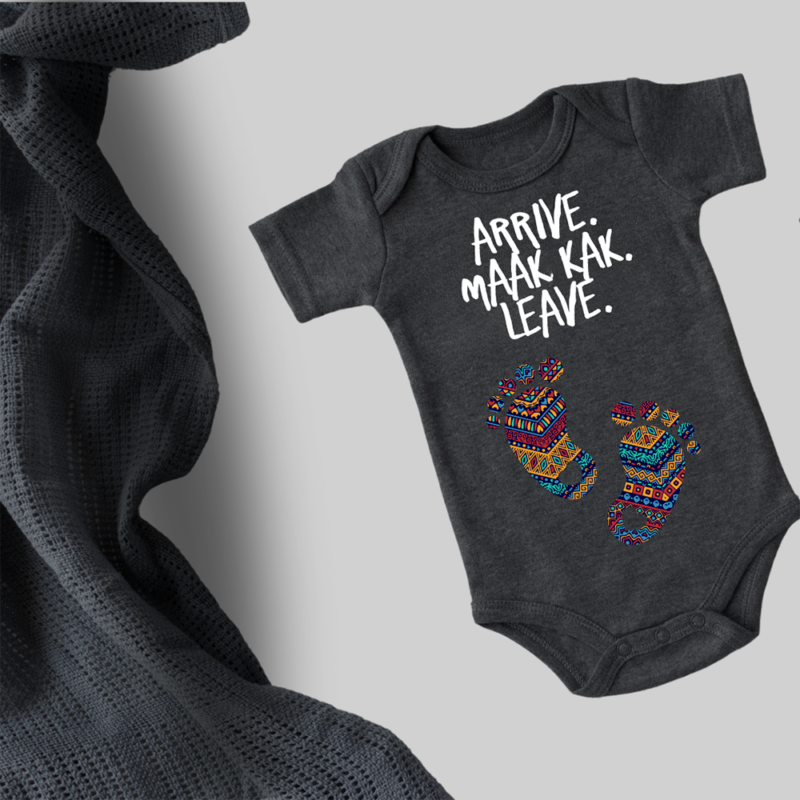 South African theme printed baby grow