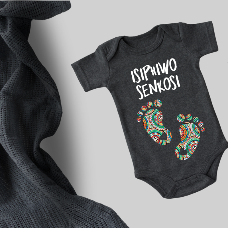 Isiphiwo Senkosi printed baby grow