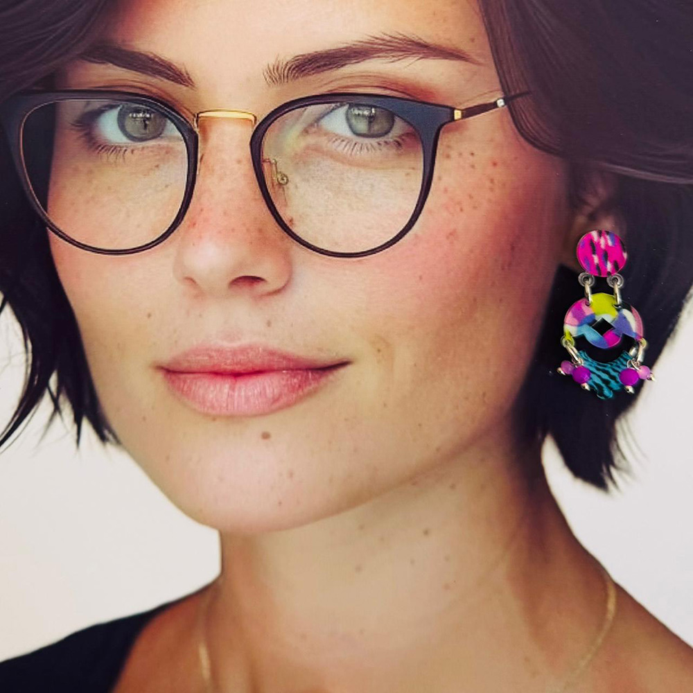 colourful plexiglass handmade earrings
