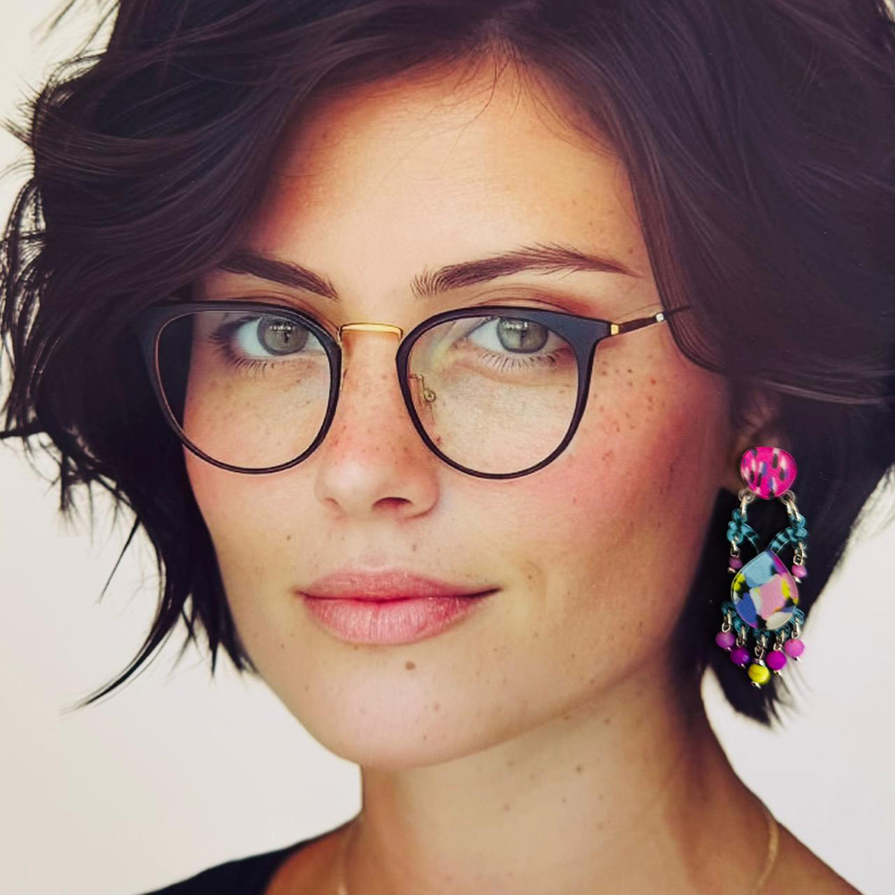 colourful plexiglass handmade earrings