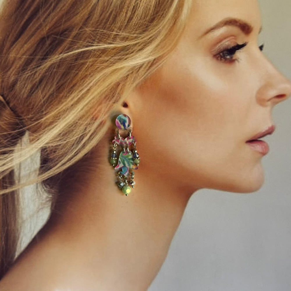 colourful plexiglass handmade earrings