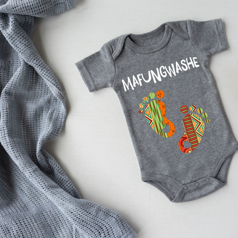African themed printed baby grow