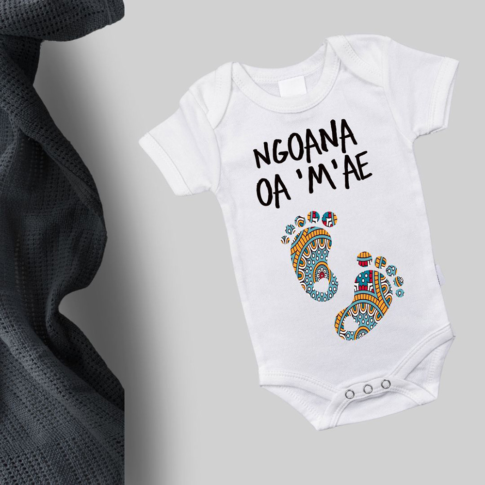 African themed printed baby grow