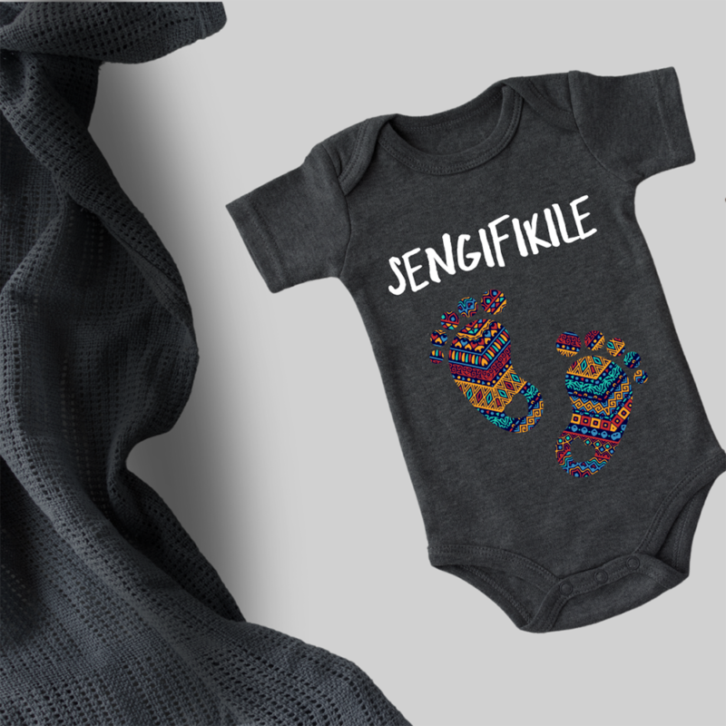 African themed printed baby grow