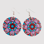 pink and blue mandala earrings