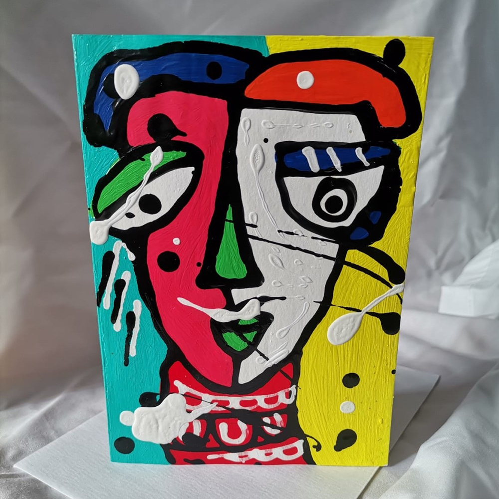 colorful hand painted greeting card