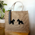 Jute tote bag with schnauzer print