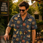 Golf shirt with SA theme print
