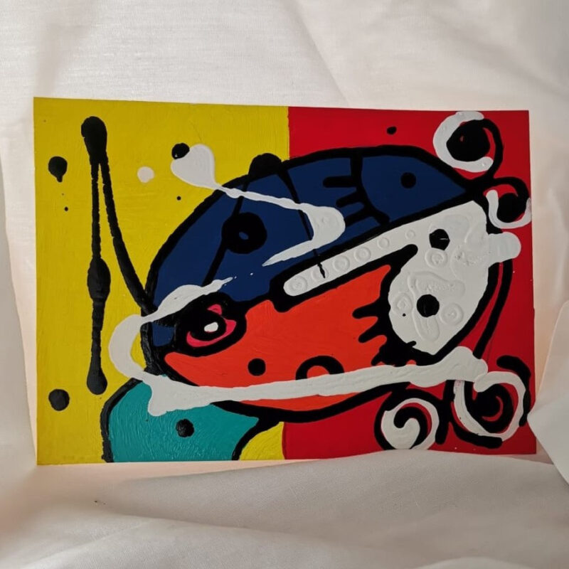 Colourful hand painted post card
