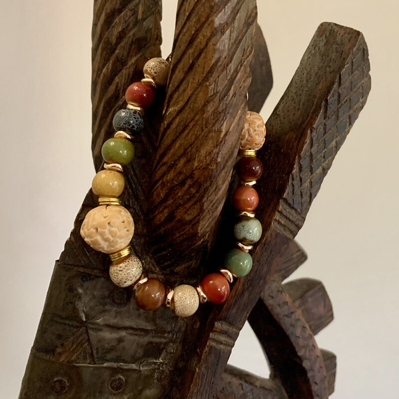 Ceramic Beaded Bracelet with Bodhi Seed Beads