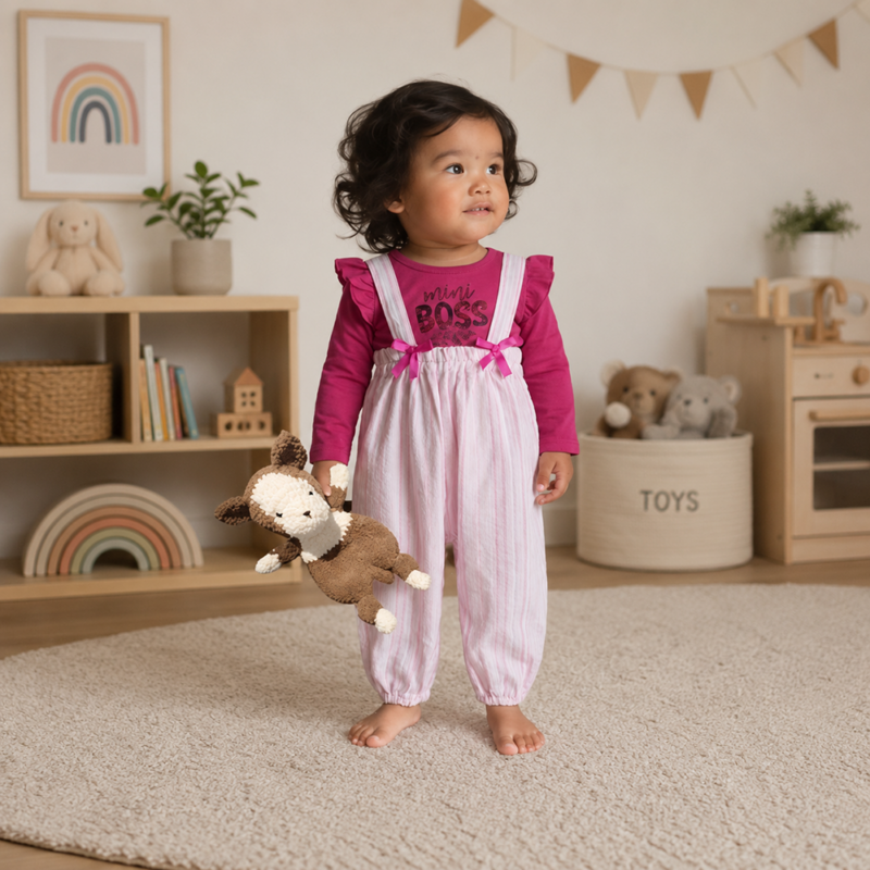 Pink Strap Set - Pants with Tee