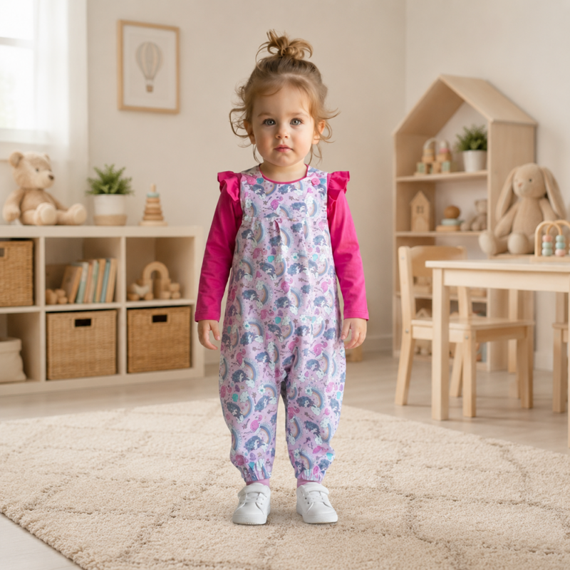 Girls Pink Unicorn Jumpsuit